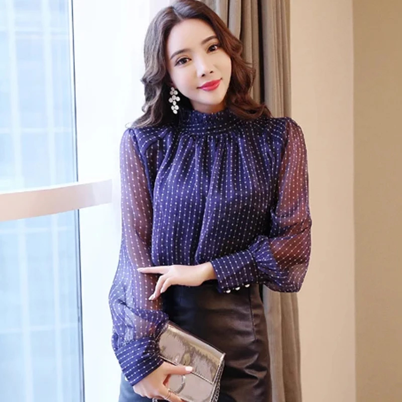 Chemisier à manches longues femmes décontracté rayé en mousseline de soie Blouse chemise mode femmes Blouses 2025 haut femme Blusa Feminina haut pour femme A28