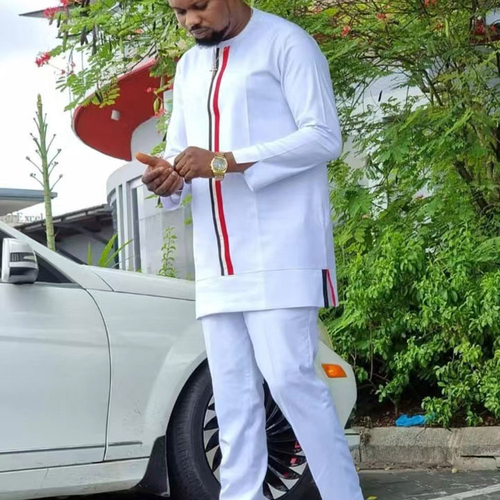 Costume africain élégant pour hommes, robe Agbada deux pièces, veste et pantalon de mariage, costume de mariage, style ethnique africain, 2024
