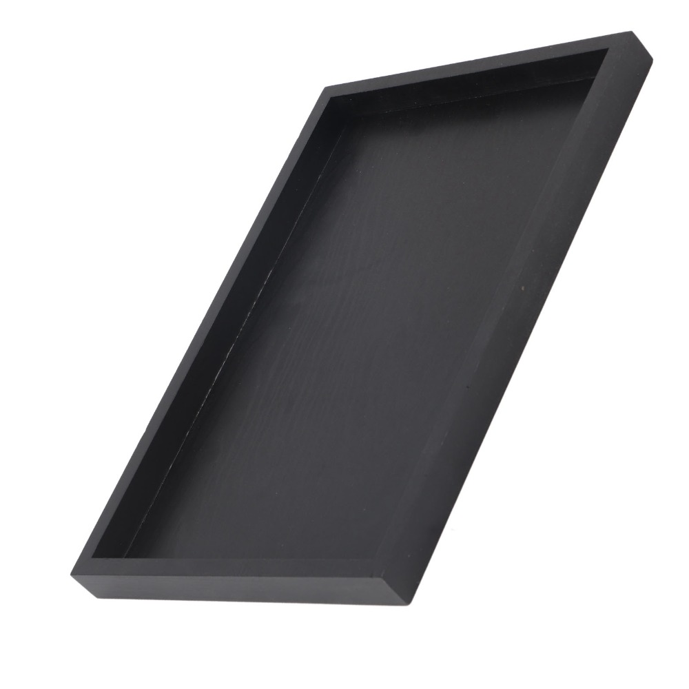 Plateau à collation en bois noir, plateau de service rectangulaire, plateau décoratif, plateau en bois massif, plateau rectangulaire en bois, cuisine et maison