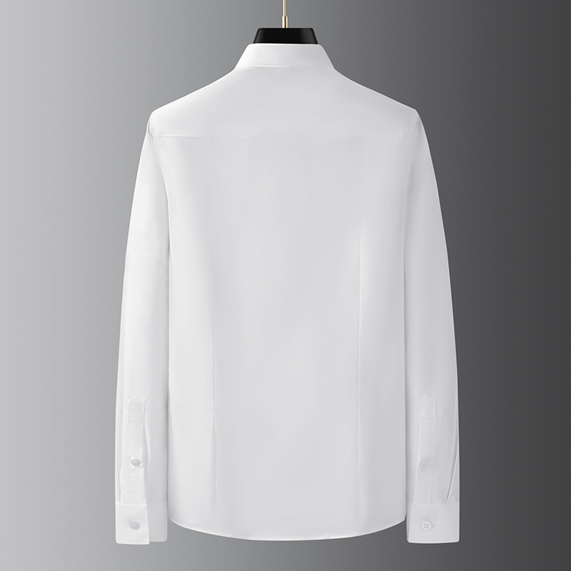 Marque vêtements hommes chemises ruban décoration à manches longues chemises décontractées de haute qualité affaires de luxe robe sociale chemise Streetwear