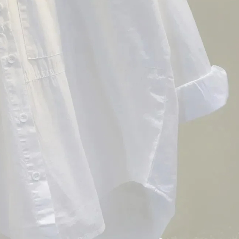 Chemisier blanc à manches longues pour femme, nouvelle collection printemps, décontracté, ample, pour le bureau, hauts boutonnés simples pour femme