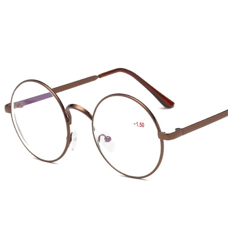 Lunettes rondes en métal pour myopie, monture dorée, avec degrés, pour femmes et hommes, Anti-lumière bleue, lunettes de Prescription à courte vue-1.0 -1.5 à-4.0