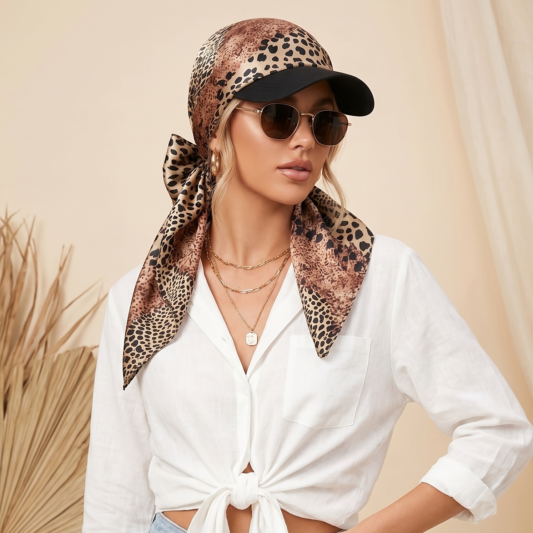 Chapeau de soleil foulard pour femme avec écharpe à nouer, idéal pour la plage, les vacances, la protection solaire et la chimiothérapie