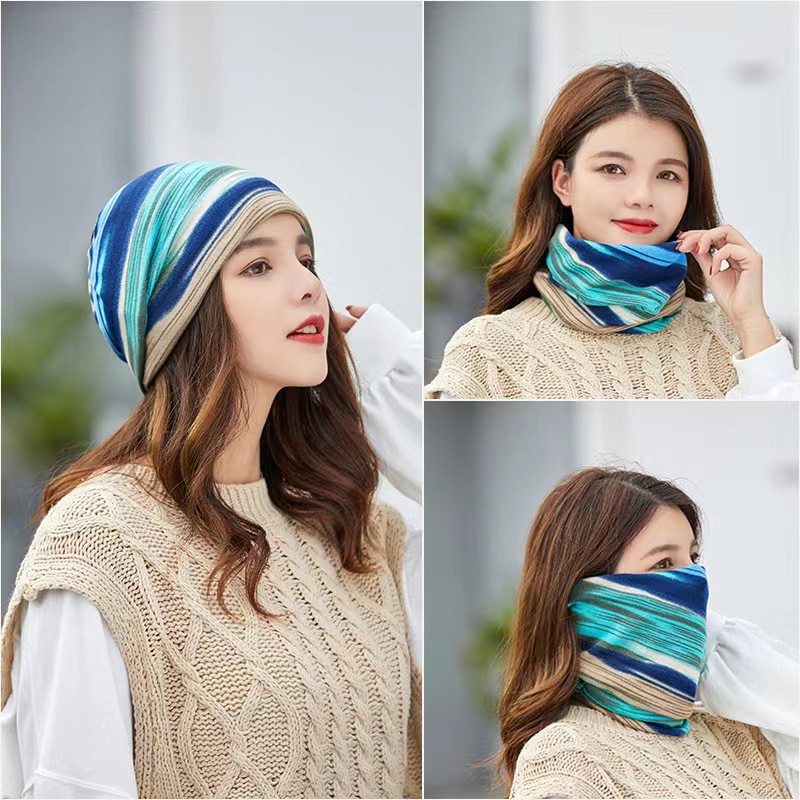 Chapeau turban à rayures pour femmes, bonnet d'hiver pour femmes, écharpe de but pour touristes, masque ample, écharpe de sauna en plein air, coutures de documents d'abonnés