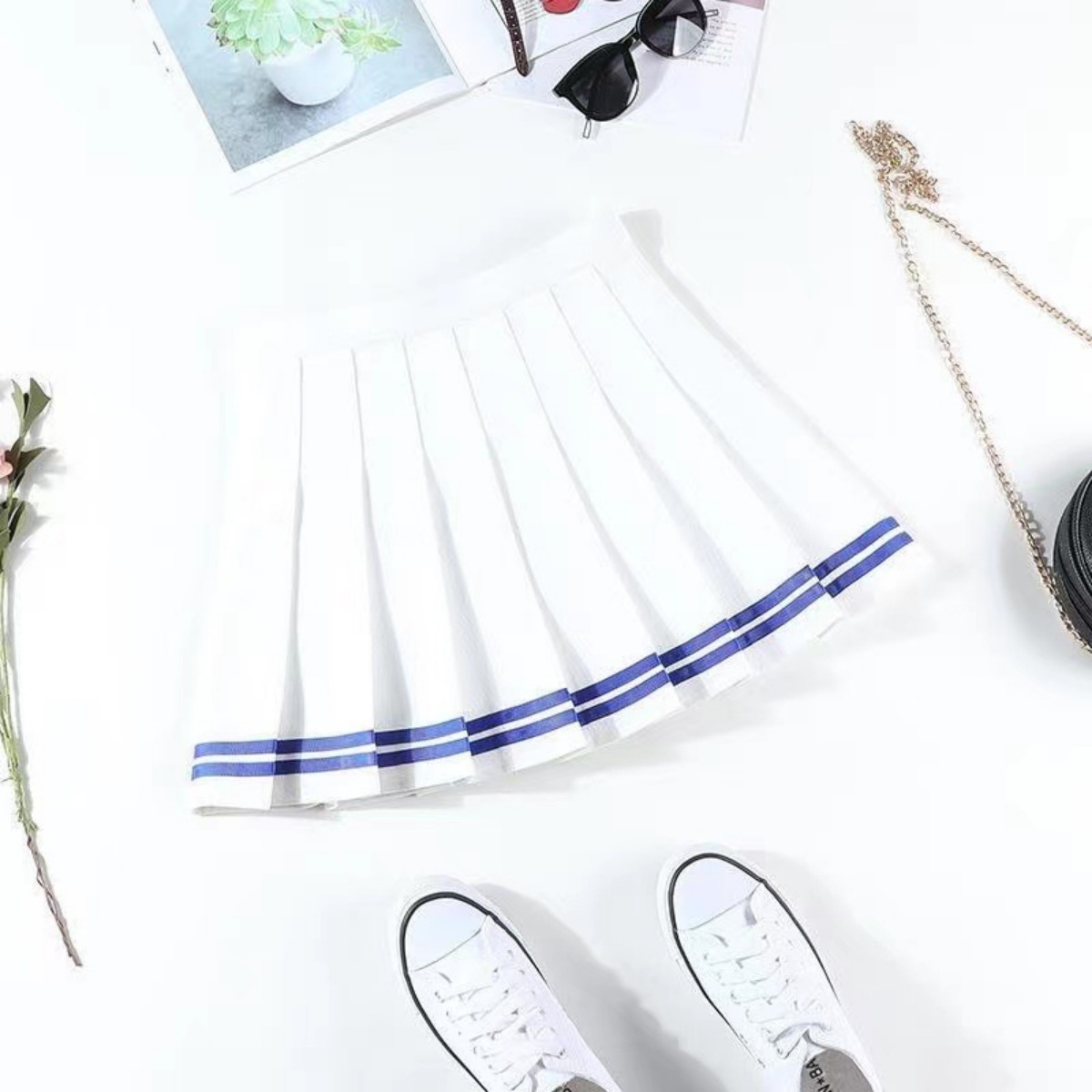 Jupes plissées trapèze pour femmes, mode estivale, taille haute, style chic coréen, style preppy, vêtements JK, streetwear décontracté Y2K