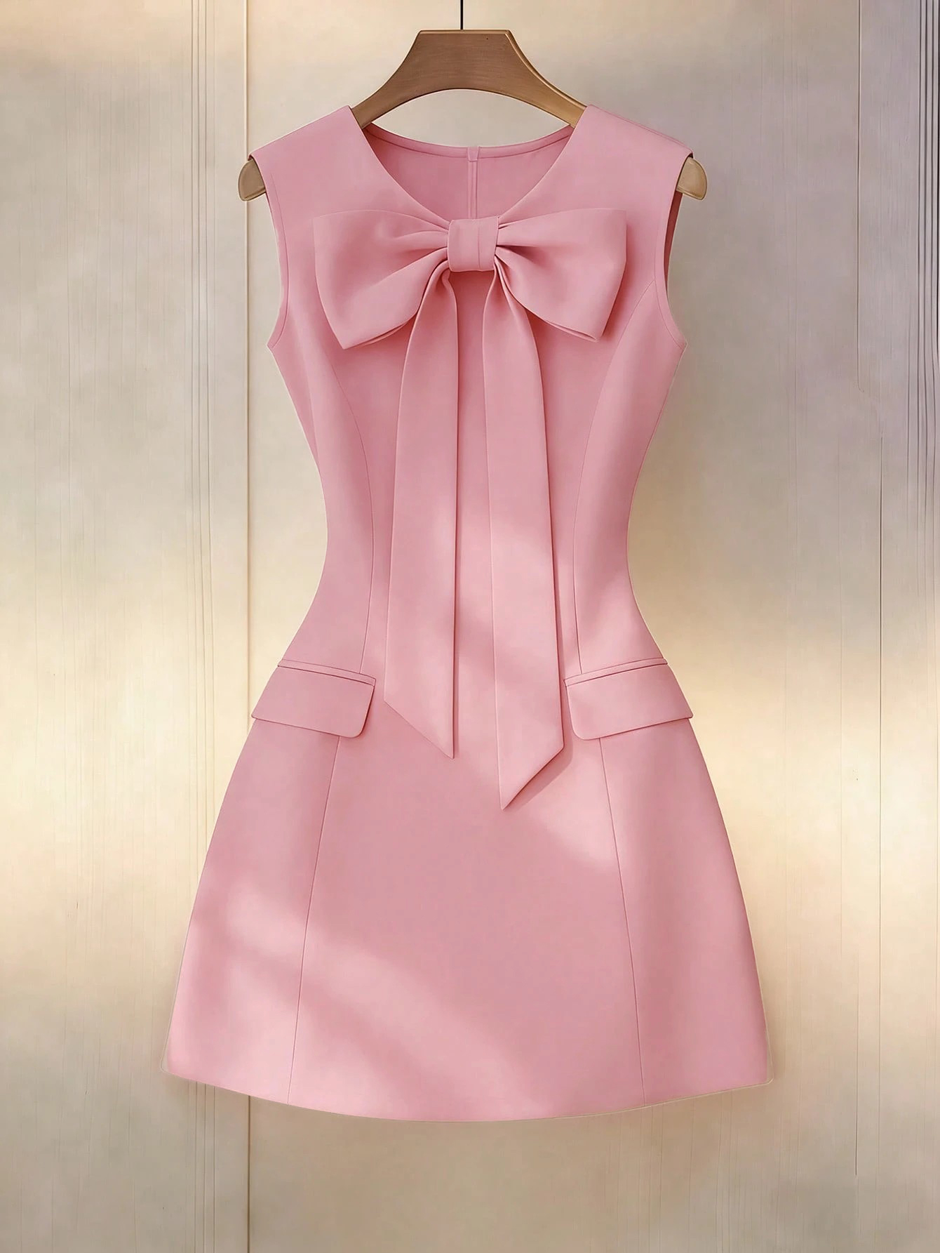 Robe élégante pour femme avec un simple nœud, robe minimaliste sophistiquée pour femmes