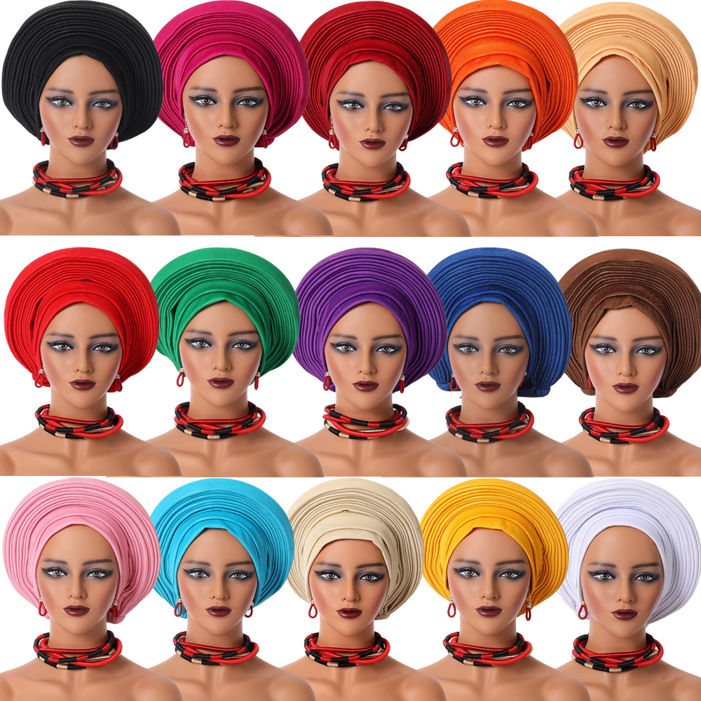 Cravate de Sauna Africaine NigWin Aso Oke pour Femme, Hijab, Tête Ronde Turban, Chemo Caps Gele Femme, Écharpe de Haute Qualité pour ixde Mariage