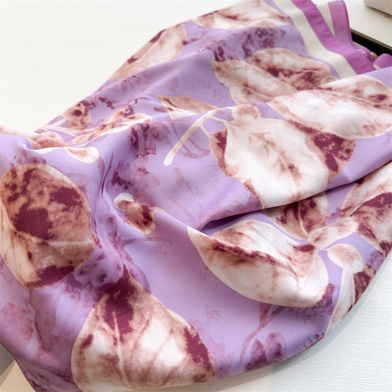 Grand Foulard Carré Imprimé Rétro de 90cm, Châle en Sergé pour Protection Solaire, Décoration Féminine, Collection Printemps et Automne
