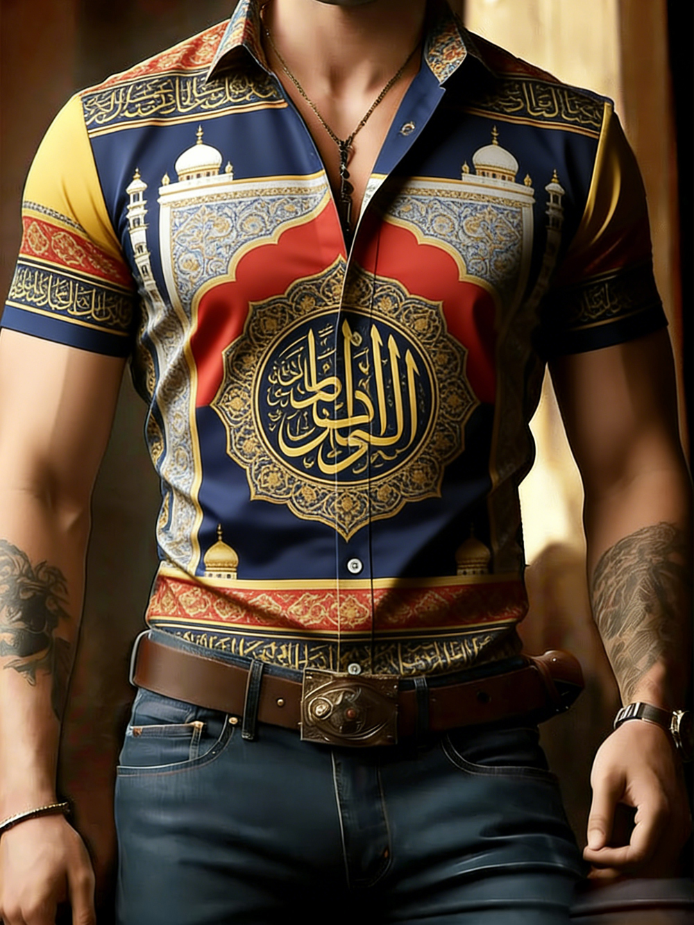 Chemise Hawaïenne Décontractée pour Hommes, Nouvelle Mode Musulmane, Motif Imprimé 3D Multicolore, Vêtements d'Affaires Simples pour Hommes