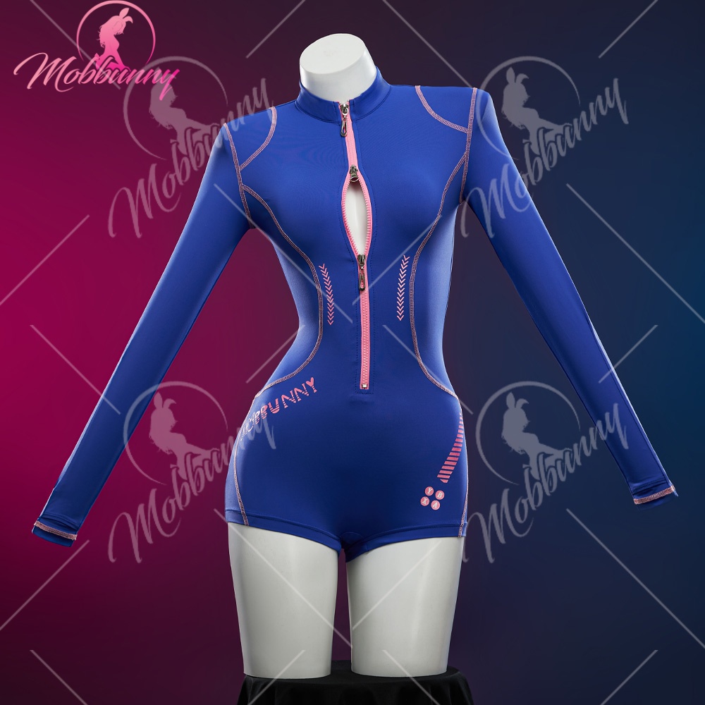 MOBBUNNY Femmes Dva Derivative Lingerie Sexy Serré Sportswear Cyber Style Body avec Veste Courte à Capuche