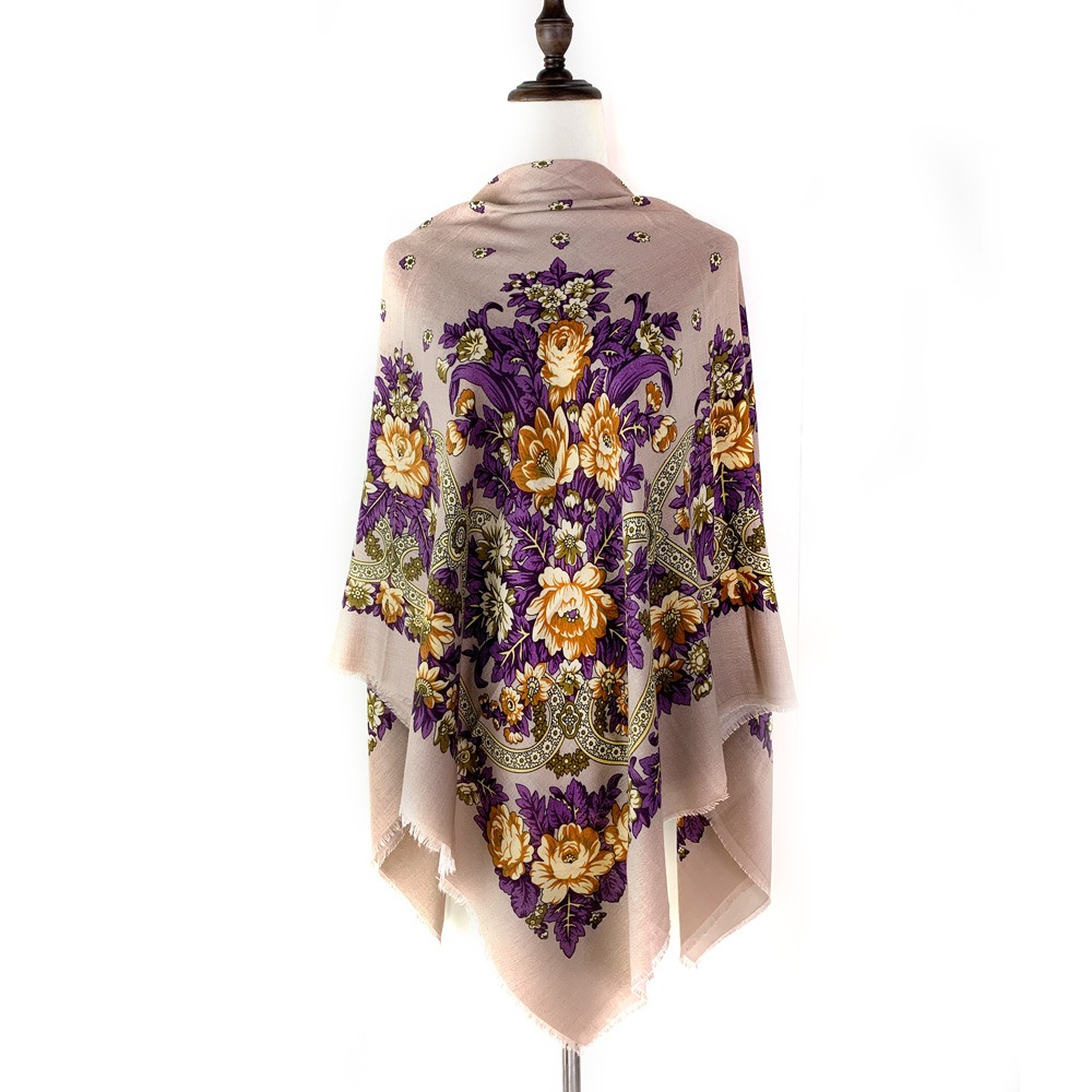 Écharpes châles pour femmes 130×130cm, fines, de luxe, style carré russe, imprimé floral, respirantes, ethniques, bandana d'été
