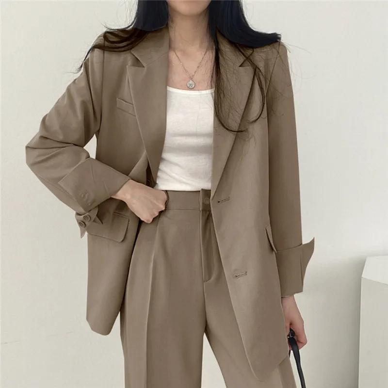 Ensemble 2 pièces slim rétro pour femme, style coréen, veste et pantalon décontractés, collection Printemps-Automne 2026