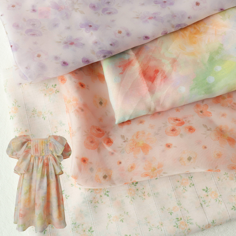Tissu de jupe en Organza imprimé voile doux 140x50cm, hauts de robe florale, vêtements pour enfants, tissu de couture de haute qualité pour femmes