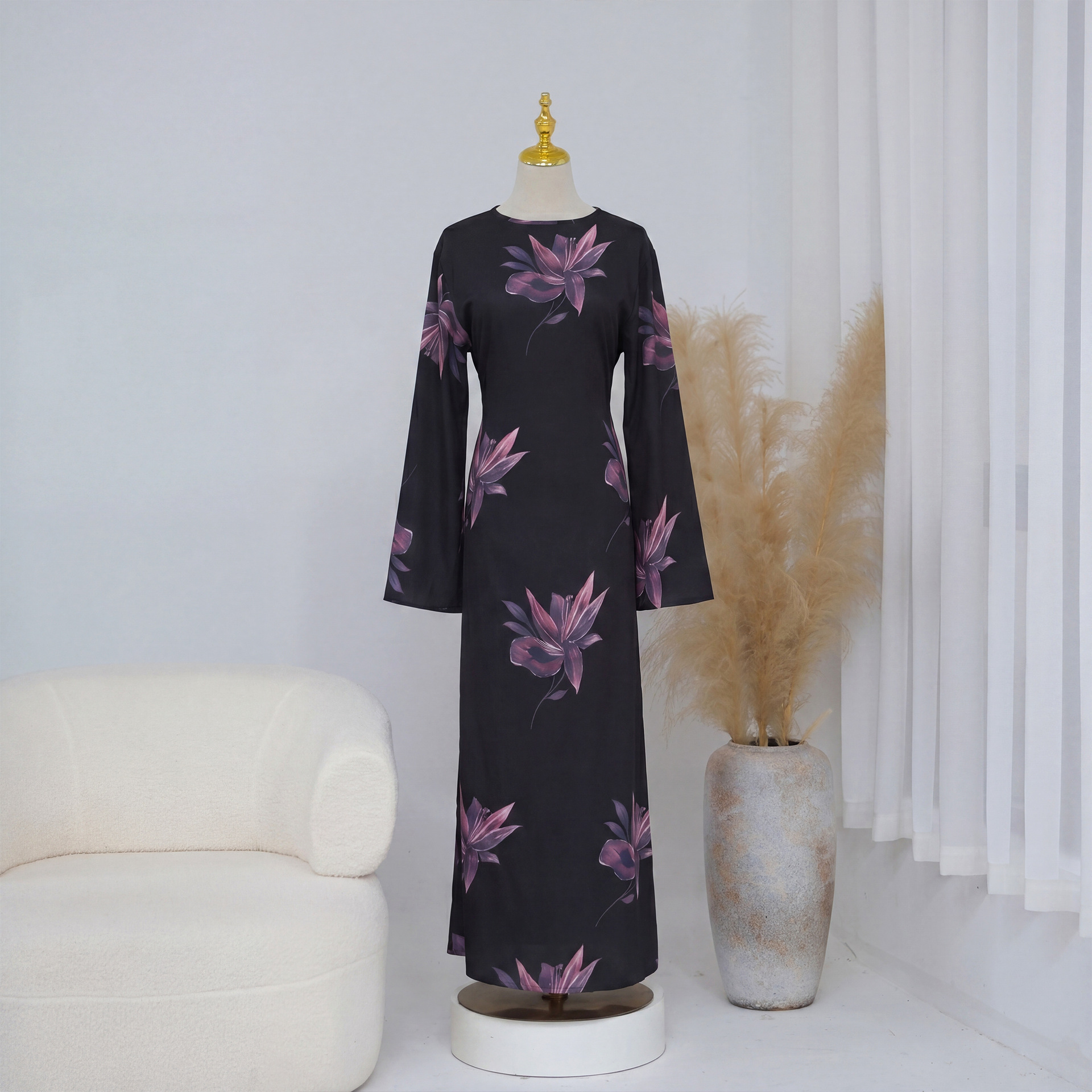 Robe pour femmes, Eid, Abaya musulmane, robes à imprimé floral, Jalabiya, Kaftan, Islam, Vestidos, robe longue arabe, Ramadan, Maroc, Dubaï, Abayas