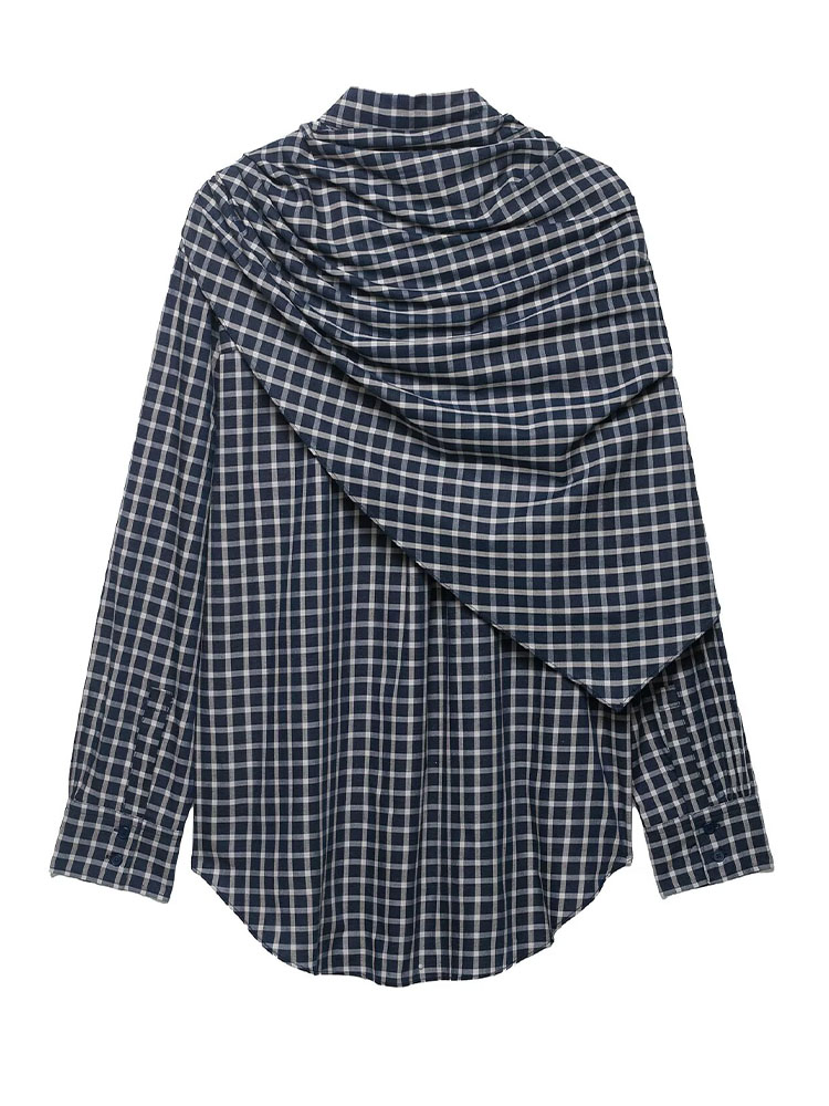 HH Femme 2026 Chemise à carreaux polyvalente à revers et manches longues, style décontracté chic, boutonnage simple