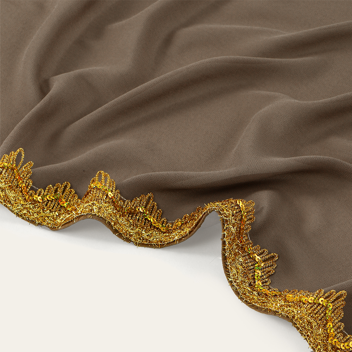 Écharpe Hijab en mousseline de soie et dentelle brillante pour femmes musulmanes, châle Long enveloppant de qualité supérieure, bandeau magnifique Style de fête, silencieux