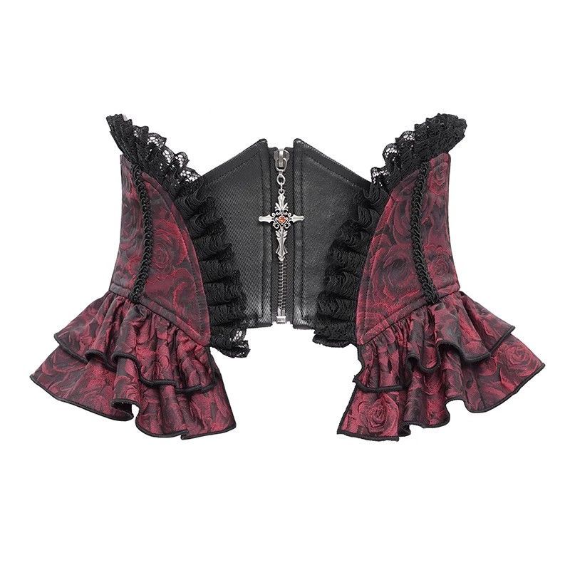 Halloween médiéval Goth foncé moulante mince Lolita discothèque diable Vampire Cosplay gothique croix dentelle sangle taille couverture accessoire