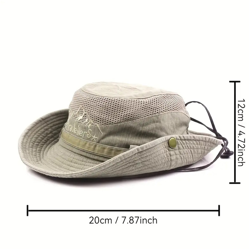 Chapeau de pêcheur en maille respirante pour homme avec protection solaire réglable pour l'été, adapté à la pêche en plein air et aux sorties à la plage