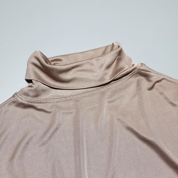 T-shirts basiques à col roulé en soie pour femmes, chemise en soie élastique TB1158