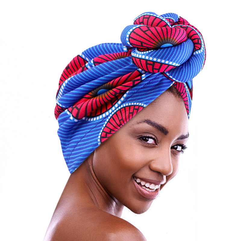 Turban extensible imprimé africain pour femmes, grande fleur, Bonnet, chapeau pré-fabriqué, nœud supérieur, couvre-chef pour fête de mariage, nouvelle collection