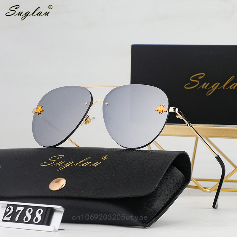 SUGLAU Lunettes de soleil sans monture de marque de luxe, lunettes de soleil décontractées pour la conduite, lunettes de soleil unisexes pour le shopping et les affaires, Oculos De Sol UV400