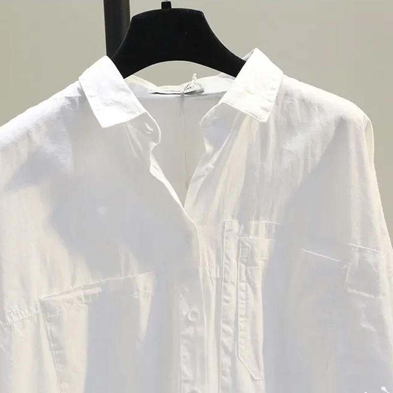 Chemisier blanc à manches longues pour femme, nouvelle collection printemps, décontracté, ample, pour le bureau, hauts boutonnés simples pour femme