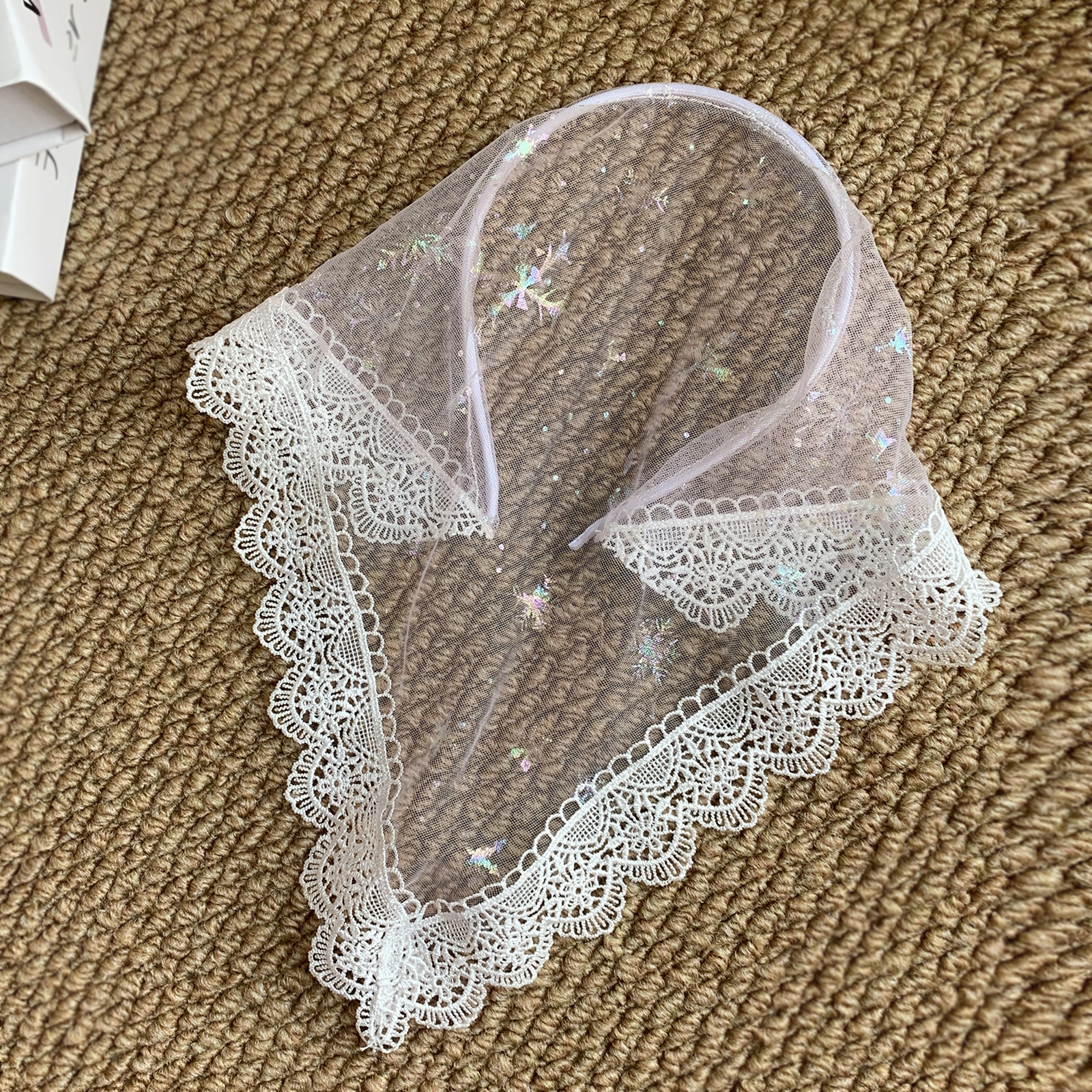 Bandeau en dentelle et maille tendance, bandeau foulard triangulaire rétro français pour femme printemps/été, accessoire de coiffure et de mode SA194