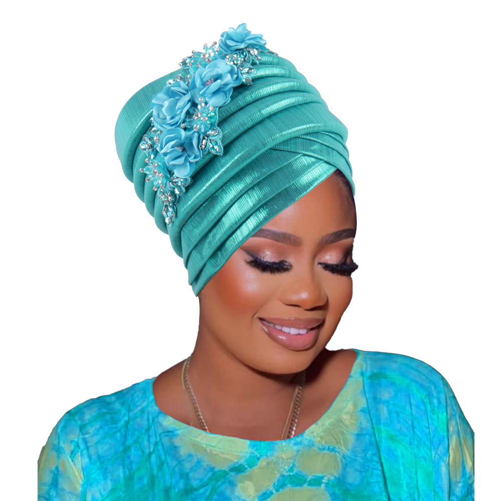 Nigeria Auto Gele Headtie déjà fabriqué Geles de mariage femme bandeau diamant fleur 2025 nouveau bonnet de Turban pour femmes africaines