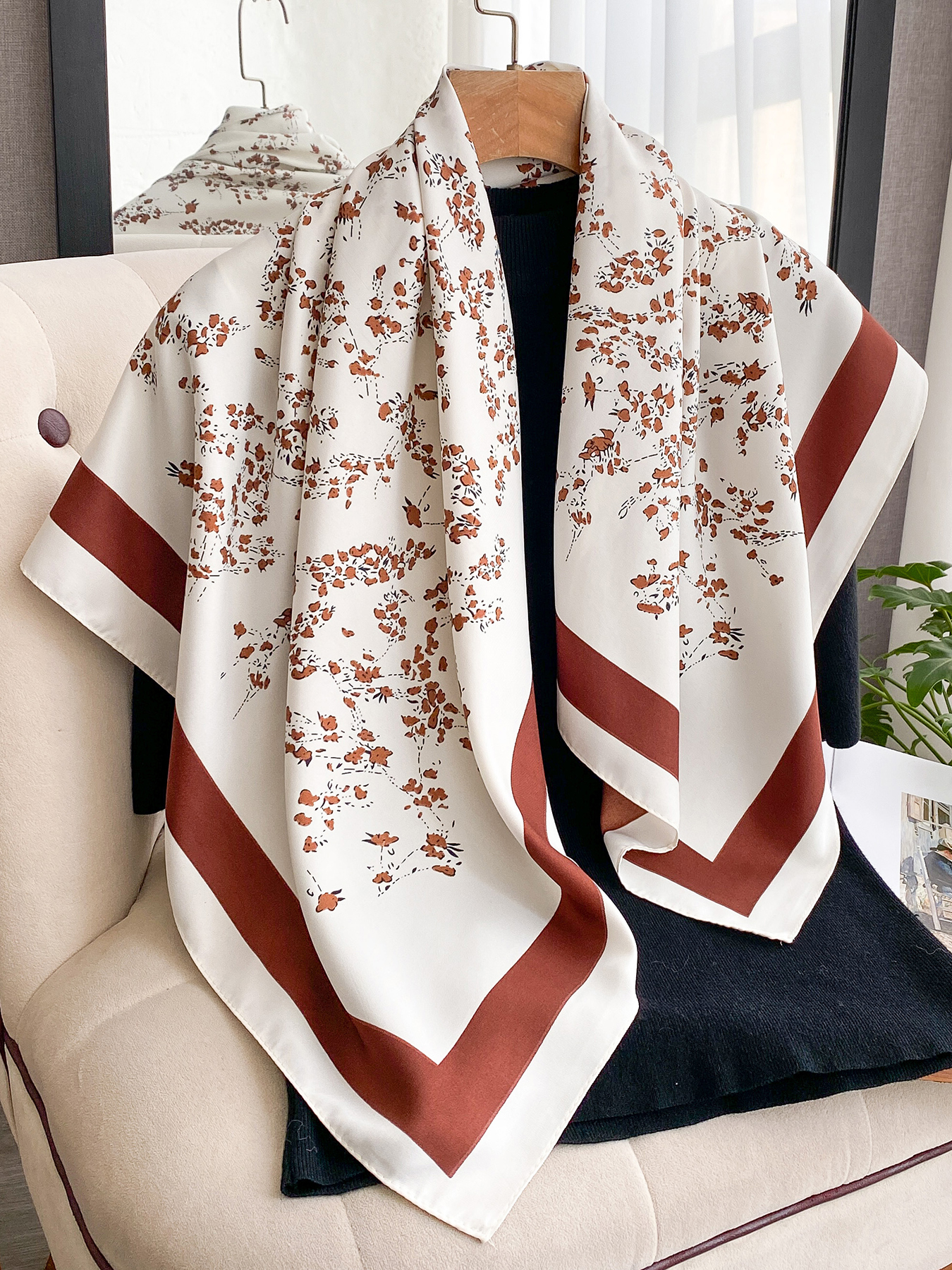 Foulard carré en coton imprimé pour femme, écharpes en soie, bandanas, châles de plage de luxe, hijabs élégants, foulards de cou
