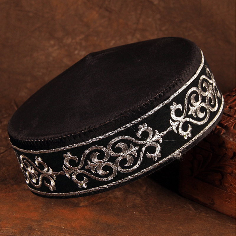 Chapeaux kazakhs pour hommes, noirs, brodés, pour la scène, la danse, les fêtes, chapeaux de Dubaï, Kufi, Hijab, vêtements kazakhs, casquette traditionnelle