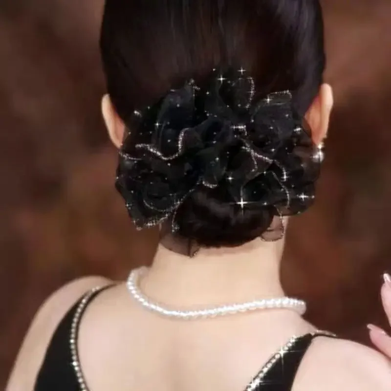 Grand bandeau de cheveux à haute élasticité, fleur élégante, ciel étoilé doré, Volume de cheveux, bandeau à bulles pour femmes
