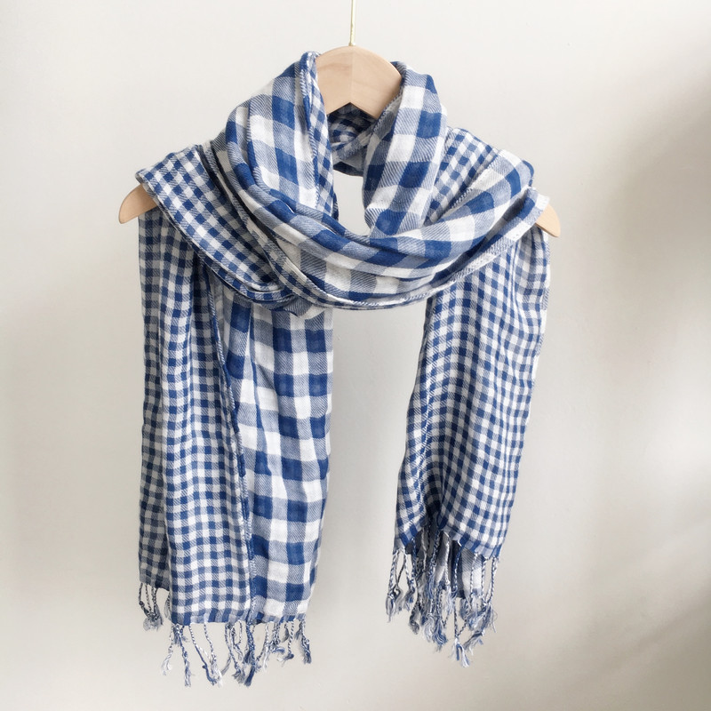 Écharpe à carreaux 100% coton, matériau naturel, automne et hiver