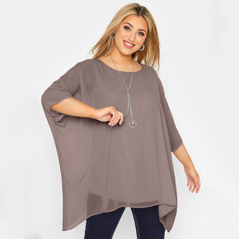 Tunique de travail, grande taille 6XL 7XL, Cape d'été élégante, chemisier pour femmes, manches 3/4, ample et décontracté, travail