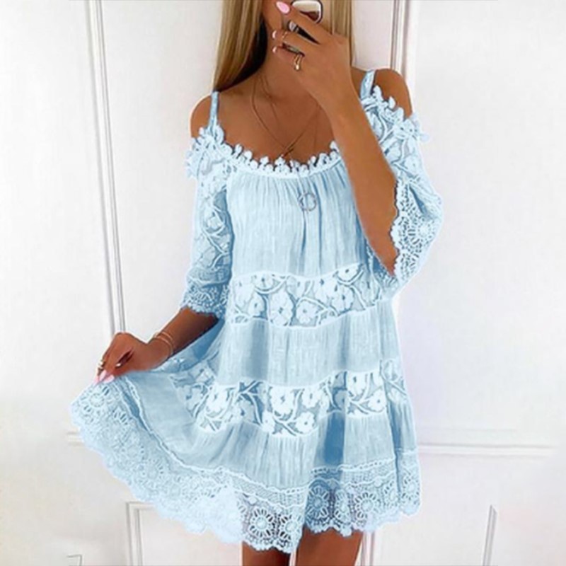 Robe de plage en dentelle blanche pour femmes, décontractée, vintage, à panneaux, sexy, éducative