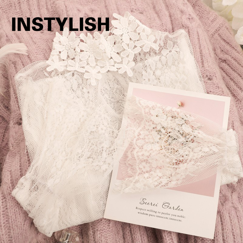 Chemisier Sexy en dentelle pour femmes, manches longues évasées, col haut, vêtements intérieurs, chemise en dentelle, tunique de Base, haut Perspective, bas Vintage