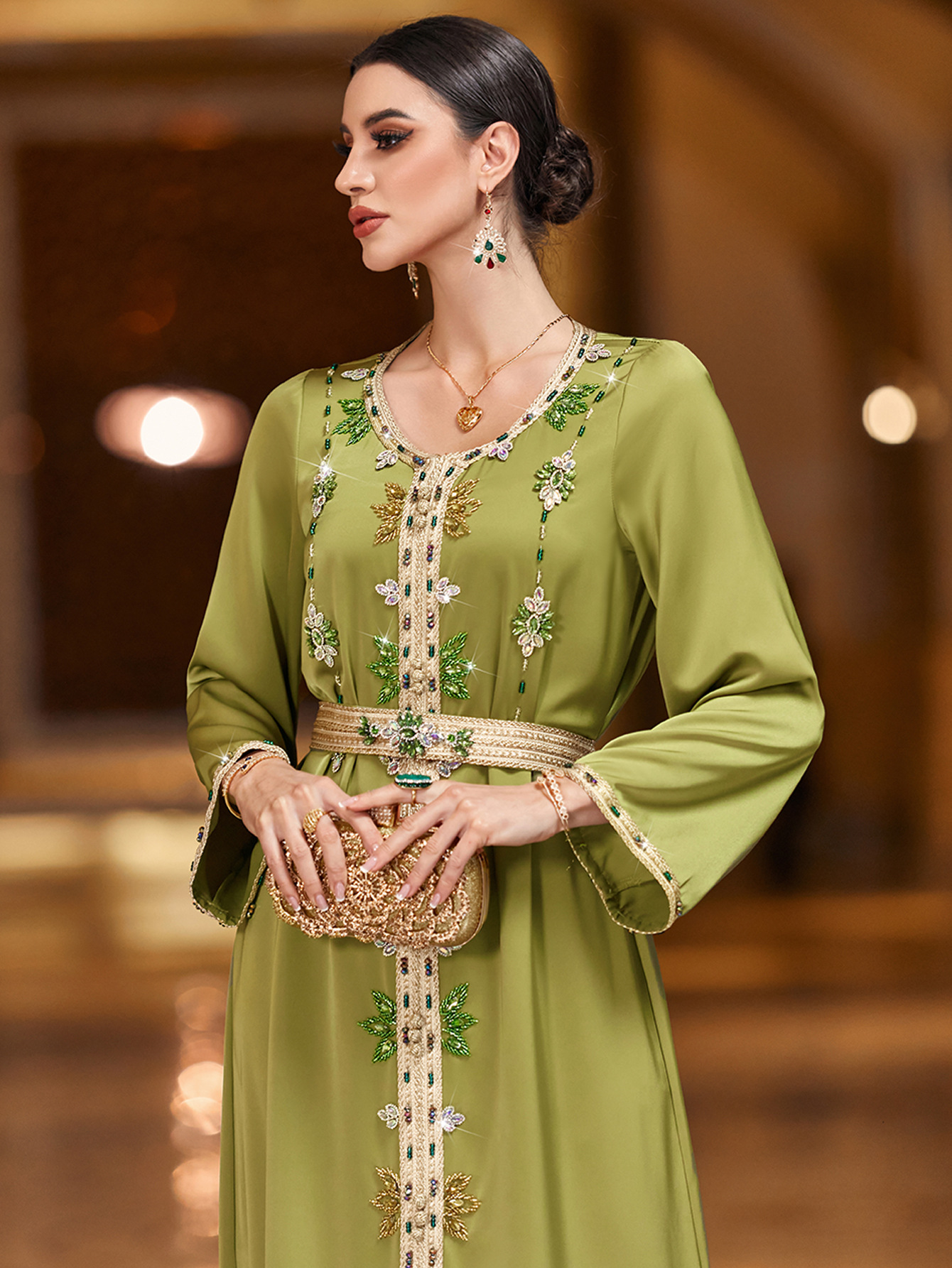 Abayas de luxe pour femmes, diamants Eid, kaftan de Dubaï, robe de soirée musulmane maxi, kaftan turc, caftan marocain, femme musulmane