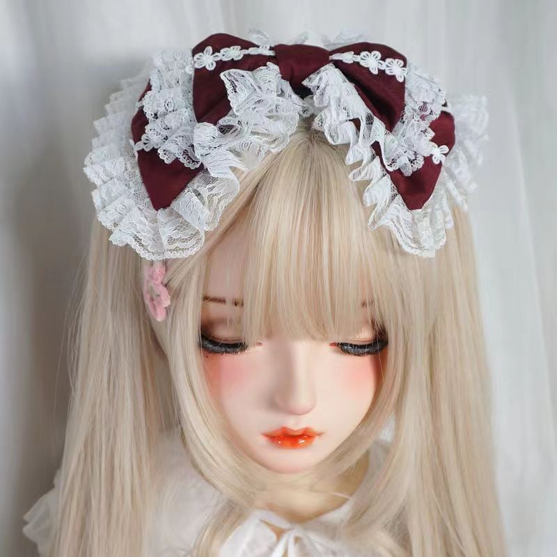 Costume Lolita Doux pour Bol, Bandeau de Sauna avec réinitialisation, Coiffure en Dentelle Rose Blanche, Vêtements de Sauna à Grand Nministériels d pour Femmes Patientes de Mariage