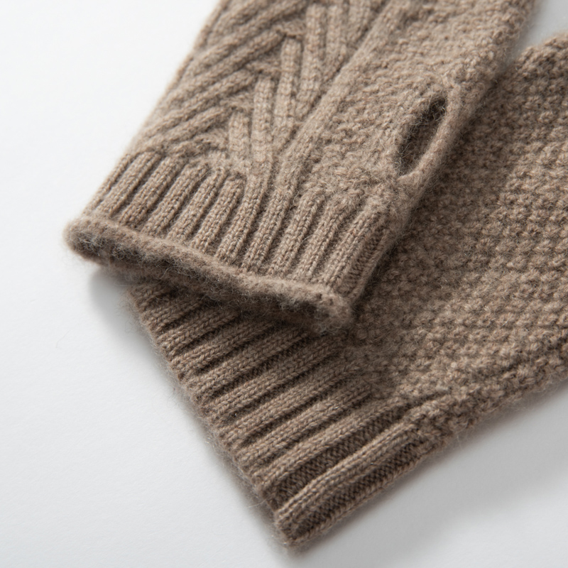 2025 femmes hiver mode pur cachemire demi-doigt gants femmes hiver tricot mitaines chaud solide tricot Jacquard poignet gants