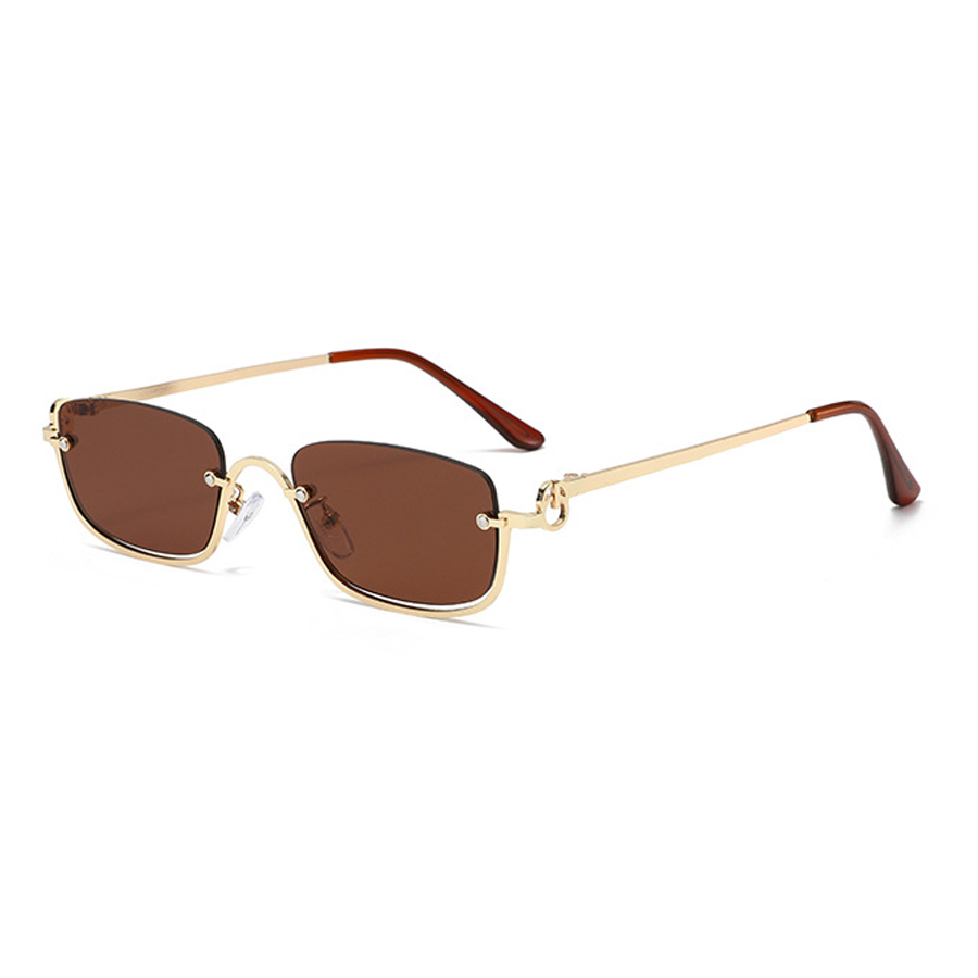 Lunettes de soleil rectangulaires noires pour femmes, Sexy, petite monture carrée en métal, marque de luxe de styliste, demi-monture