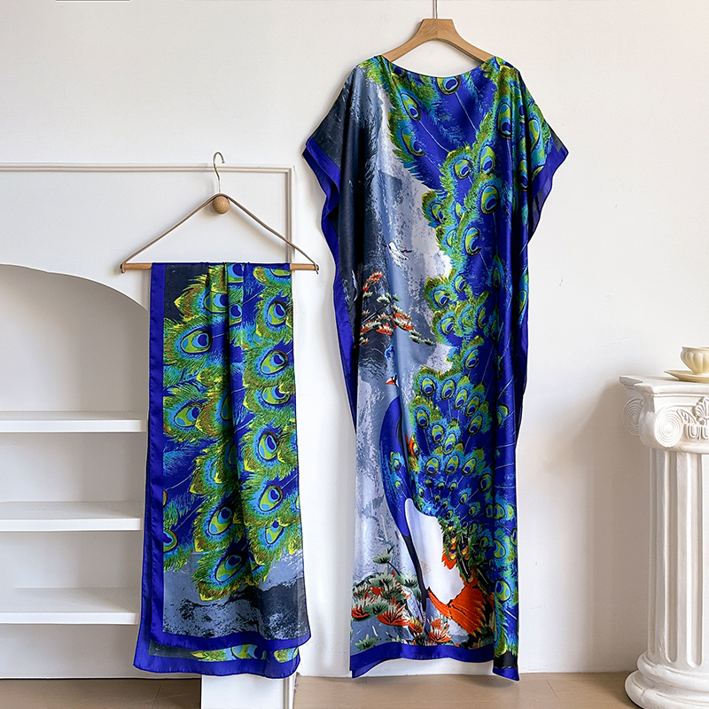 Nouvelle mode Robe d'été avec grande écharpe dubaï turquie caftan musulman ample Abaya femmes africain décontracté Maxi fleur châle Robe