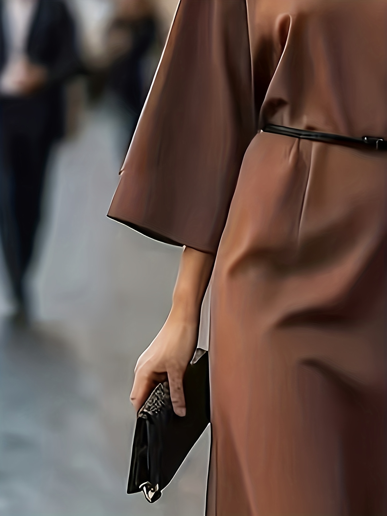 Robes longues élégantes, formelles et décontractées pour femmes (printemps/automne/été), avec une ceinture supplémentaire, en tissu non transparent