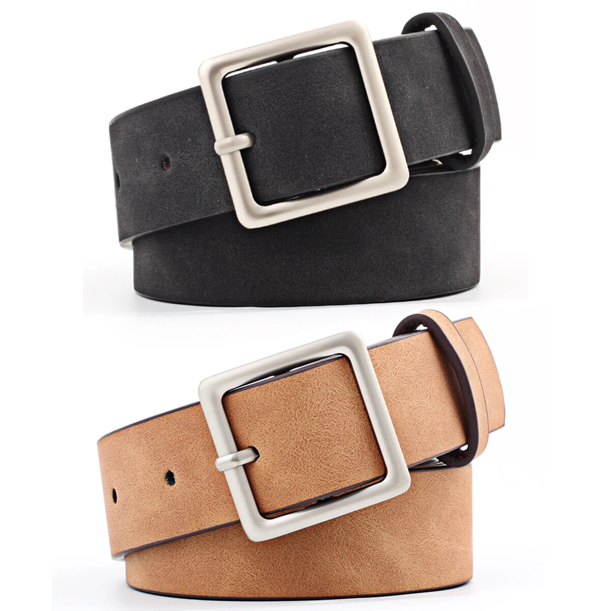 Ceinture femme japonaise tendance coréenne tendance minimaliste boucle carrée polyvalente ceinture en cuir Pu avec jupe jean haut de gamme dame ceinture