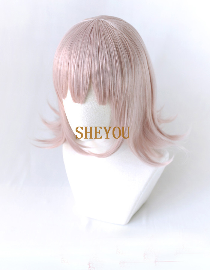 Super DanganRonpa Dangan Ronpa perruques Chiaki Nanami perruque de Cosplay synthétique rose court résistant à la chaleur + bonnet de perruque + épingle à cheveux