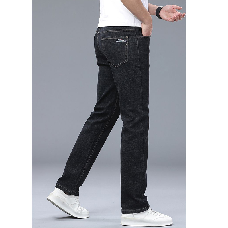Jeans confortables et doux pour hommes, coupe slim, classiques, décontractés, à jambe droite, pantalons en denim polyvalents de haute qualité