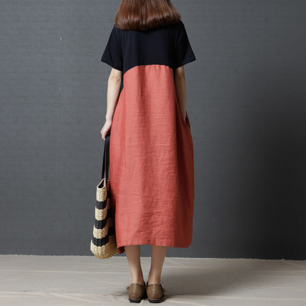 Robe d'été coréenne en coton et lin pour femmes, vêtement à col rond, à la mode, pour documents d'abonnés, GGF008