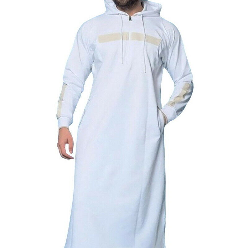 Abaya musulman pour hommes, caftan islamique, Costume arabe à capuche pleine longueur