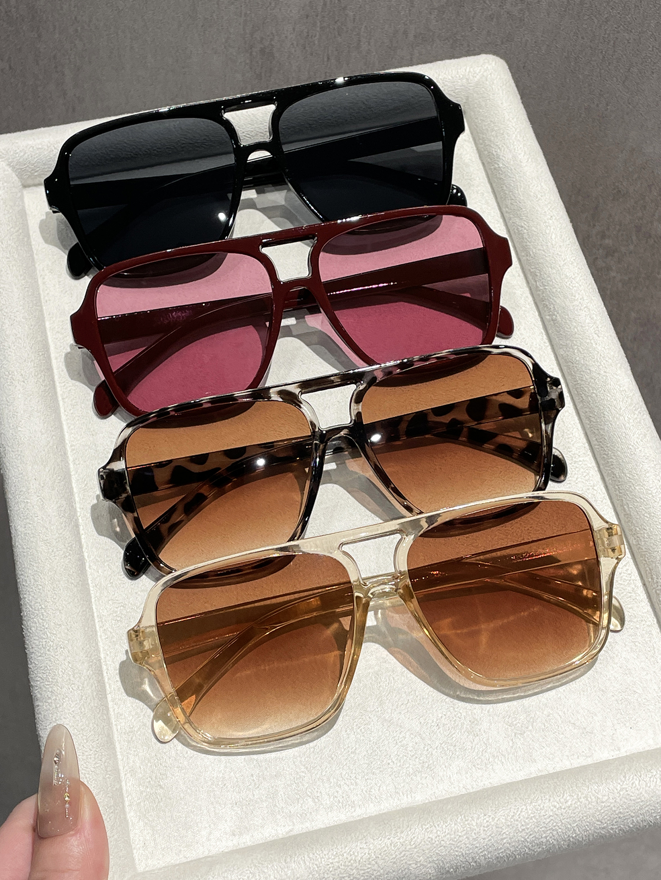 Lunettes de soleil classiques de pilote, 4 pièces, monture large, double pont, style vintage, unisexe, pour la conduite en extérieur et la protection solaire
