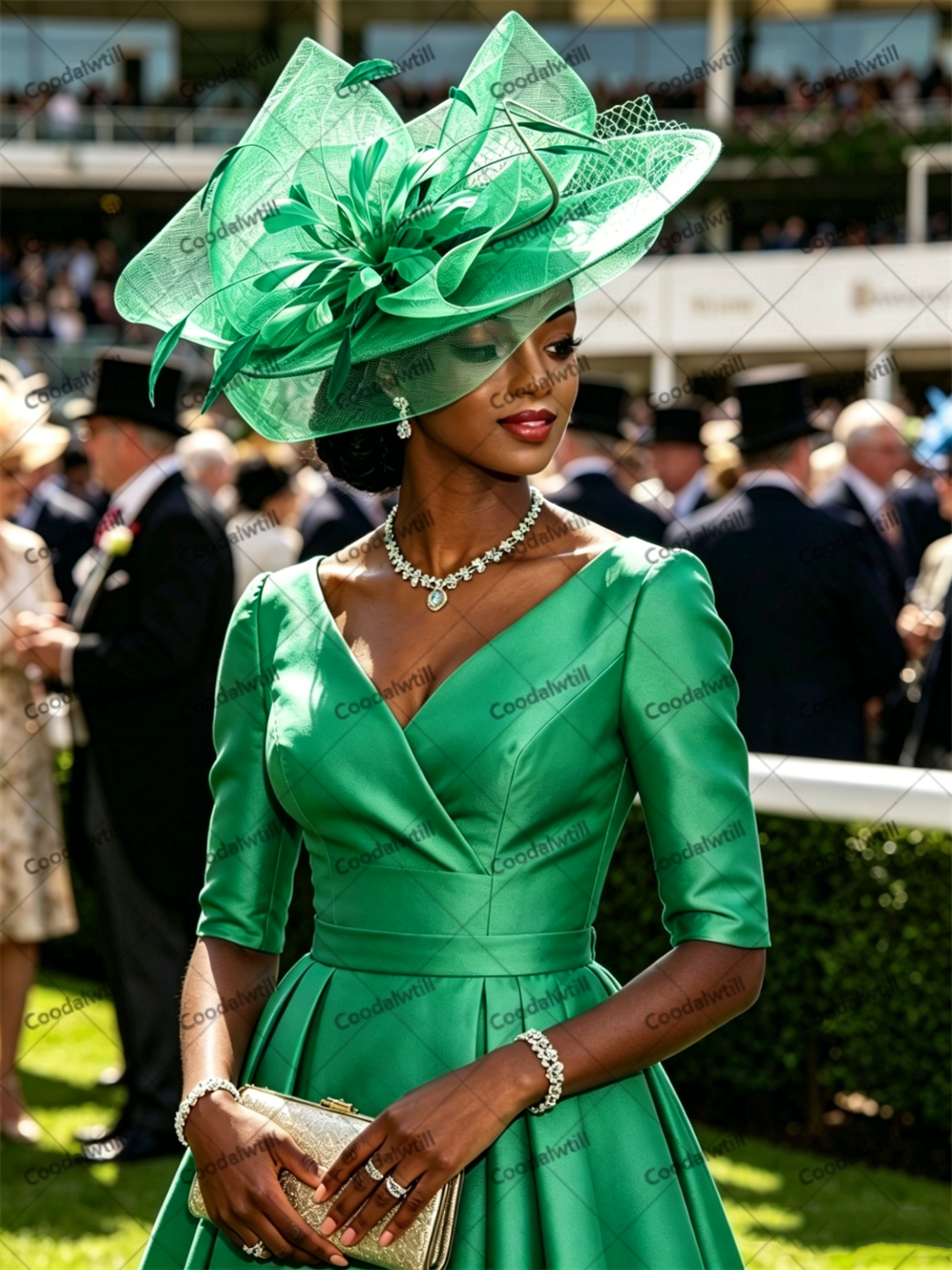 Grand fascinateur vert en maille pour femmes, chapeau de mariage, chapeau de cérémonie, chapeau Royal Ascot, coiffe de mariée Kentucky