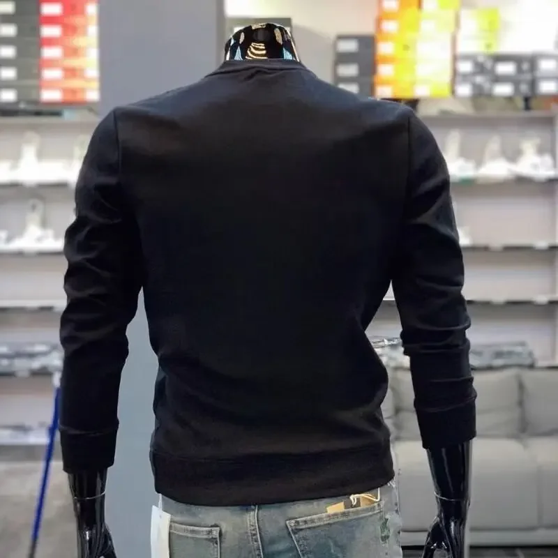 Nouveau Sweat-shirt d'hiver en coton pour homme, imprimé coréen, chaud, à manches longues, T-shirt streetwear blanc col rond de haute qualité, vêtements pour homme