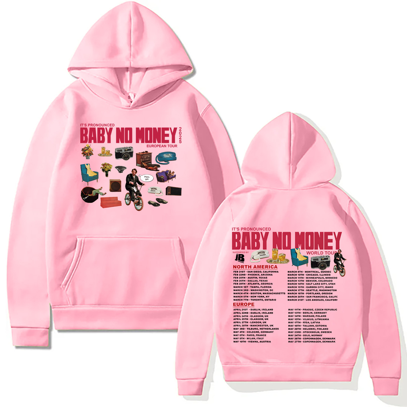 Bbno $ nouveaux sweats à capuche c'est prononcé bébé pas d'argent Tour européen 2025 sweat hommes femmes pulls Harajuku vêtements d'automne créatifs